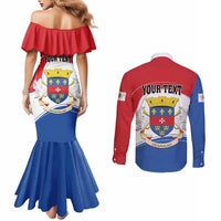 Personalised Saint Barthelemy Couples Matching Mermaid Dress and Long Sleeve Button Shirt Ouanalao Coat of Arms