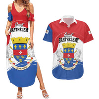 Personalised Saint Barthelemy Couples Matching Summer Maxi Dress and Hawaiian Shirt Ouanalao Coat of Arms