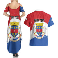Personalised Saint Barthelemy Couples Matching Summer Maxi Dress and Hawaiian Shirt Ouanalao Coat of Arms