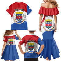 Personalised Saint Barthelemy Family Matching Mermaid Dress and Hawaiian Shirt Ouanalao Coat of Arms