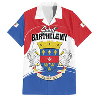 Personalised Saint Barthelemy Family Matching Off The Shoulder Long Sleeve Dress and Hawaiian Shirt Ouanalao Coat of Arms