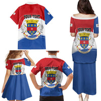 Personalised Saint Barthelemy Family Matching Puletasi and Hawaiian Shirt Ouanalao Coat of Arms