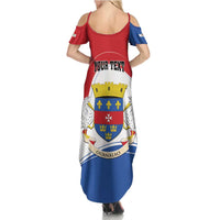 Personalised Saint Barthelemy Family Matching Summer Maxi Dress and Hawaiian Shirt Ouanalao Coat of Arms