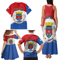 Personalised Saint Barthelemy Family Matching Tank Maxi Dress and Hawaiian Shirt Ouanalao Coat of Arms