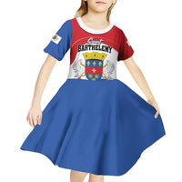 Personalised Saint Barthelemy Kid Short Sleeve Dress Ouanalao Coat of Arms