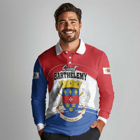 Personalised Saint Barthelemy Long Sleeve Polo Shirt Ouanalao Coat of Arms