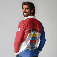 Personalised Saint Barthelemy Long Sleeve Polo Shirt Ouanalao Coat of Arms