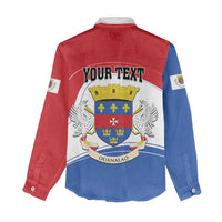 Personalised Saint Barthelemy Women Casual Shirt Ouanalao Coat of Arms