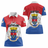 Personalised Saint Barthelemy Women Polo Shirt Ouanalao Coat of Arms