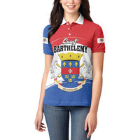 Personalised Saint Barthelemy Women Polo Shirt Ouanalao Coat of Arms