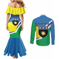 Personalised Guadeloupe Couples Matching Mermaid Dress and Long Sleeve Button Shirt Gwadloup Simple Style