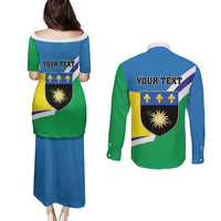 Personalised Guadeloupe Couples Matching Puletasi and Long Sleeve Button Shirt Gwadloup Simple Style
