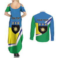 Personalised Guadeloupe Couples Matching Summer Maxi Dress and Long Sleeve Button Shirt Gwadloup Simple Style