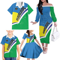 Personalised Guadeloupe Family Matching Off The Shoulder Long Sleeve Dress and Hawaiian Shirt Gwadloup Simple Style
