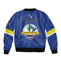 Personalised Curacao Bomber Jacket Pais Korsou Coat of Arms