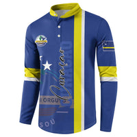 Personalised Curacao Button Sweatshirt Pais Korsou Coat of Arms