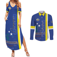 Personalised Curacao Couples Matching Summer Maxi Dress and Long Sleeve Button Shirt Pais Korsou Coat of Arms