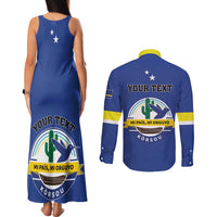 Personalised Curacao Couples Matching Tank Maxi Dress and Long Sleeve Button Shirt Pais Korsou Coat of Arms