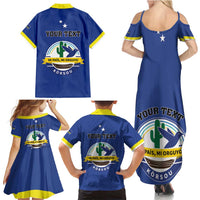 Personalised Curacao Family Matching Summer Maxi Dress and Hawaiian Shirt Pais Korsou Coat of Arms