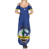 Personalised Curacao Family Matching Summer Maxi Dress and Hawaiian Shirt Pais Korsou Coat of Arms