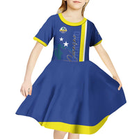 Personalised Curacao Kid Short Sleeve Dress Pais Korsou Coat of Arms