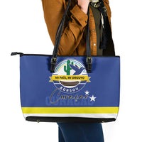 Curacao Leather Tote Bag Pais Korsou Coat of Arms