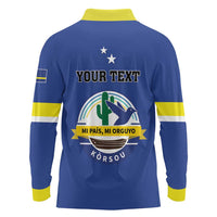 Personalised Curacao Long Sleeve Polo Shirt Pais Korsou Coat of Arms