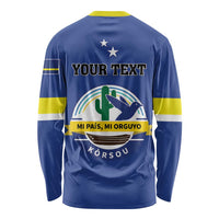 Personalised Curacao Long Sleeve Shirt Pais Korsou Coat of Arms