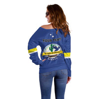 Personalised Curacao Off Shoulder Sweater Pais Korsou Coat of Arms