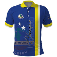 Personalised Curacao Polo Shirt Pais Korsou Coat of Arms