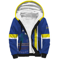 Personalised Curacao Sherpa Hoodie Pais Korsou Coat of Arms