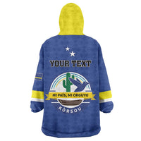 Personalised Curacao Wearable Blanket Hoodie Pais Korsou Coat of Arms