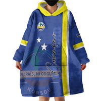 Personalised Curacao Wearable Blanket Hoodie Pais Korsou Coat of Arms