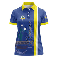 Personalised Curacao Women Polo Shirt Pais Korsou Coat of Arms