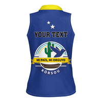 Personalised Curacao Women Sleeveless Polo Shirt Pais Korsou Coat of Arms