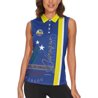 Personalised Curacao Women Sleeveless Polo Shirt Pais Korsou Coat of Arms