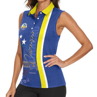 Personalised Curacao Women Sleeveless Polo Shirt Pais Korsou Coat of Arms