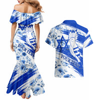 Israel Independence Day Couples Matching Mermaid Dress and Hawaiian Shirt Hoopoe Bird With Magen David - Wonder Print Shop
