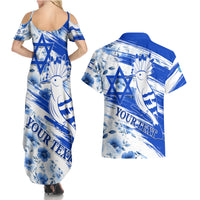 Israel Independence Day Couples Matching Summer Maxi Dress and Hawaiian Shirt Hoopoe Bird With Magen David - Wonder Print Shop