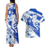Israel Independence Day Couples Matching Tank Maxi Dress and Hawaiian Shirt Hoopoe Bird With Magen David - Wonder Print Shop