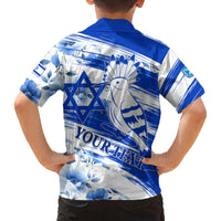 Israel Independence Day Family Matching Off Shoulder Short Dress and Hawaiian Shirt Hoopoe Bird With Magen David - Wonder Print Shop