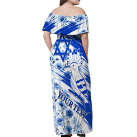 Israel Independence Day Off Shoulder Maxi Dress Hoopoe Bird With Magen David - Wonder Print Shop