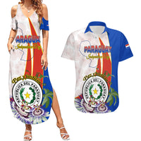Paraguay Independence Day Couples Matching Summer Maxi Dress and Hawaiian Shirt Passion Flower Vintage Antique Naduti - Wonder Print Shop