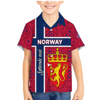 Norway Constitution Day Family Matching Mermaid Dress and Hawaiian Shirt Norge Folk Pattern Flag Style - Wonder Print Shop
