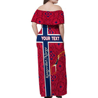 Norway Constitution Day Family Matching Off Shoulder Maxi Dress and Hawaiian Shirt Norge Folk Pattern Flag Style - Wonder Print Shop