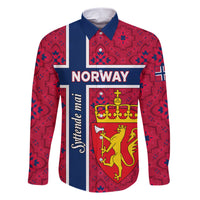 Norway Constitution Day Family Matching Short Sleeve Bodycon Dress and Hawaiian Shirt Norge Folk Pattern Flag Style - Wonder Print Shop