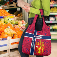 Norway Constitution Day Grocery Bag Norge Folk Pattern Flag Style