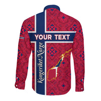 Norway Constitution Day Long Sleeve Button Shirt Norge Folk Pattern Flag Style - Wonder Print Shop