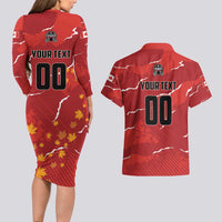 Custom Canada Lacrosse Couples Matching Long Sleeve Bodycon Dress and Hawaiian Shirt National Summer Sport