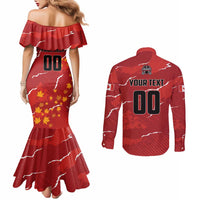 Custom Canada Lacrosse Couples Matching Mermaid Dress and Long Sleeve Button Shirt National Summer Sport